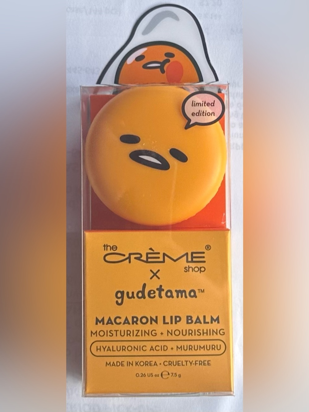 The Crème Shop x Gudetama Pineapple Sherbet Macaron Lip Balm Limited Edition NWT